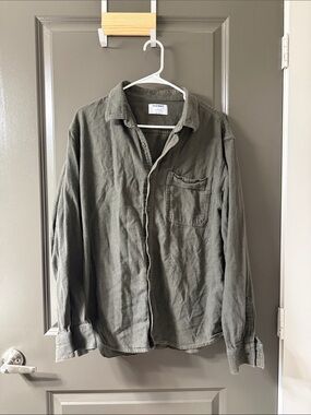 Old Navy Men's Olive Button-Front Shirt